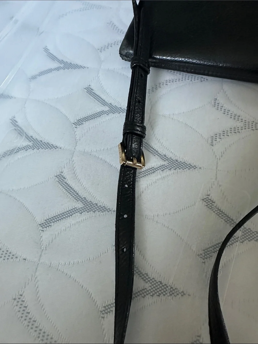 Michael Kors Black Leather Crossbody with Gold MK Medallion